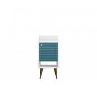 Manhattan Comfort 238BMC63 Liberty 17.71 Bathroom Vanity with Sink and Shelf in White and Aqua Blue